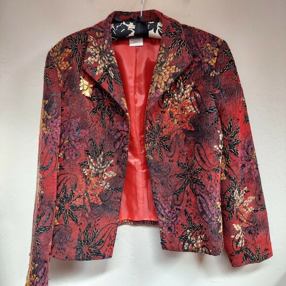 Harve Benard Collection Women Embroidered Floral Tapestry Jacket Size 14 Tall - Picture 1 of 8